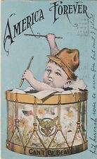 Patriotic baby beating drum postcard u1918 picture
