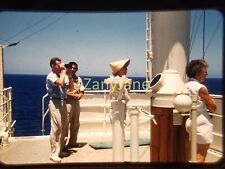 XXPW14 Vintage 35MM SLIDE Photo TWO MEN, TWO WOMEN ABOARD DECK OF SHIP, 1956 picture
