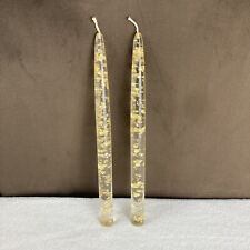TWO Vtg MCM Pair of Lucite Gold Fleck Flake Clear Acrylic 10