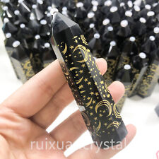 1pc Natural Obsidian quartz crystal obelisk moon wand point healing Wholesale picture