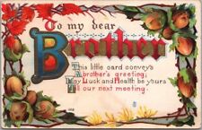 Vintage 1910s Large Letter Embossed Postcard 