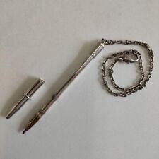 Authentic HERMES Sterling Silver 925 Ballpoint Pen with Chain For Agenda Used picture