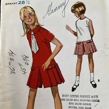 Vintage 1960s Butterick 6625 Girls Mod Culottes Dress Sewing Pattern 10 CUT picture