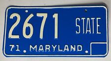 Maryland License Plate - STATE, Official State Vehicle - 1971 #2671 - Good Cond. picture