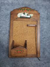 Vintage Telephone Message Station Wooden Corkboard Paper Pens Holder Rotary MCM picture