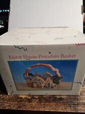 Vintage Easter House Porcelain Basket 1995 picture