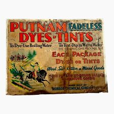 AUTHENTIC Putnam Dyes Tints 1930's Tin Sign  18.5” X 14.5” From Countertop Disp picture