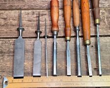 Lot of 8 Vintage/Antique 1/2 Tang Chisels Various Makers & Sizes All Sharpened picture