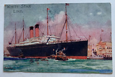 1910 Ship Postcard White Star Line RMS Cedric at New York steamer artist C Dixon picture