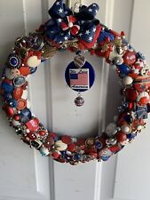 Vintage And New Estate Jewelry Wreath Handmade OOAK Red White Blue Americana WOW picture
