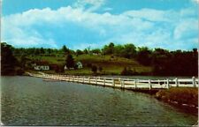 VINTAGE POSTCARD FLOATING BRIDGE OVER SUNSET LAKE AT BROOKFIELD VERMONT picture