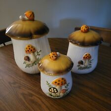 Vintage Sears & Roebuck Merry Mushroom Canisters Set Of 3 With Lids picture