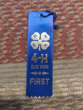 1960s Vintage 4-H Ribbon Club Work Blue Award First picture