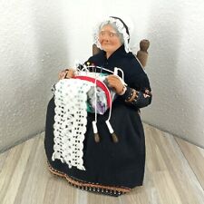 French Vintage Lace Maker Old Lady Figurine Santon de Provence Clay Dolls picture