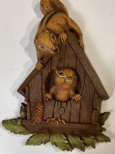 Vintage Homco Squirrel Chipmunks Bird House Plastic Wall Art Home Decor 1977 picture
