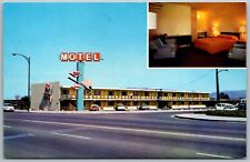 San Jose California 1960s Postcard Civic Center Lodge Motel Room View picture
