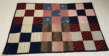Vintage Antique Patchwork Quilt Table Topper, Nine Patch, Eary Calico Prints picture