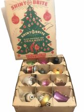 VTG Box Of 12 Shiny Brite Double Sided Indents Bells & Variety Glass Ornaments picture