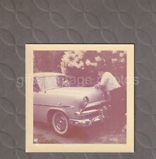ORIGINAL Found COLOR Photograph Man admires Car C1698 picture