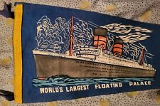 Vintage RMS Queen Elizabeth Ship Souvenir Pennant Felt Flag picture