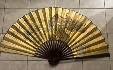 Oriental GOLD Tiger Folding Wall Fan Decor LARGE picture