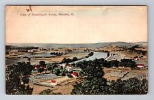 Marietta OH-Ohio, Birds Eye View Muskingum Valley Antique Vintage Postcard picture