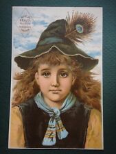 1880 antique victorian trade card DEMOREST MAGAZINE ART PRINT ADVERTISEMENT girl picture