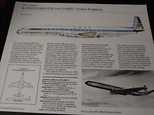 UNIQUE ~ De Havilland D H 106 Comet Airplane Aircraft Profile Data Print picture