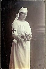 Real Photo Postcard Nurse w Flowers Dated 1915 picture