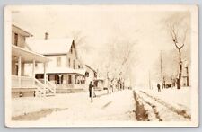 RPPC Men Shovel Snow Winter Scene Homes Houses c1915 Postcard Y26 picture