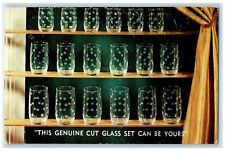 c1950's This Genuine Cut Glass Set Can Be Yours View Iowa Advertising Postcard picture