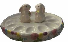 Bunny Rabbit Deviled Egg Tray With Bunny Rabbit Salt & Pepper Shakers picture