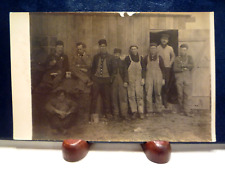 Antique 1904-1918 RPPC Farm workers Farmers Standing by Barn, Men Group Photo picture