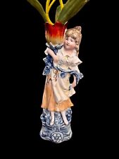 Vintage Antique Tall Victorian Tulip Lady Vase picture