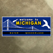 Michigan state line highway marker road sign 1957 water wonderland 27x11 picture