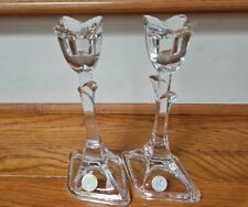 Vintage Pair of Tulip 24% Lead Crystal Candle Holders  Made in USA 8