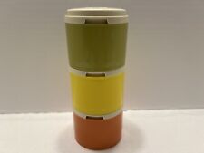 Vintage TUPPERWARE Spice Shaker 3 Jar Stacking Tower Set Autumn Harvest Colors picture