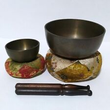 Buddhist Orin Bell Singing Bowl 2 Pieces 12cm 7cm w/ Rin Stick Cushion Japan picture