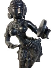 Bronze Vintage 7” Detailed Traditional  Looking In  Mirror Figure From India picture