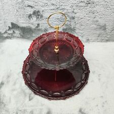 Avon Cape Cod Collection 2 Tier Serving Tray Ruby Red Server picture