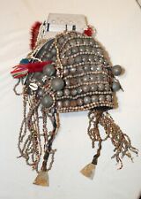 antique handmade Thailand Akha Hill Tribe hat embroidered beaded headdress Thai. picture