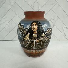 Terry Tsosie Navajo Native American Hand Painted Woman Mountains Pot 6