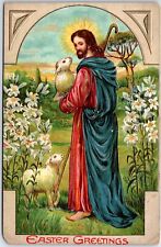 ANTIQUE ORNAMENTAL POSTCARD HAPPY EASTER GREETINGS (1910s - 1920s) Stock #K574 picture