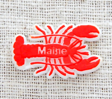 Maine Lobster Lapel Pin Vintage Plastic Red White Seafood Food Animal Travel picture