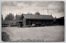 Cresco PA Mail Train Stopping At Railroad Station 1909 To Bangor Postcard U29 picture