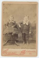 Antique c1880s Cabinet Card Two Beautiful Children Siblings? Collinsville, IL picture