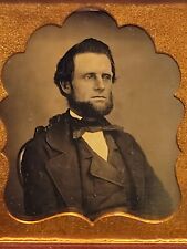 1850'S 1/6TH DAGUERREOTYPE..ELEGANT BEARDED MAN PRESIDENT LINCOLN KIND OF LOOK picture