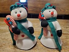 Vintage Handmade Snowman Set Cotton Batting Lot Of 2 6