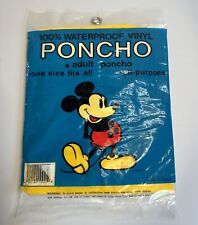 New Vintage Disney Mickey Mouse Yellow Waterproof Rain Poncho Adult One Size NOS picture