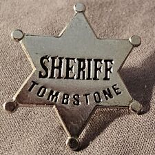 RARE Vintage 1990 TOMBSTONE Arizona SHERIFF Miniature Pin Back Novelty Badge picture